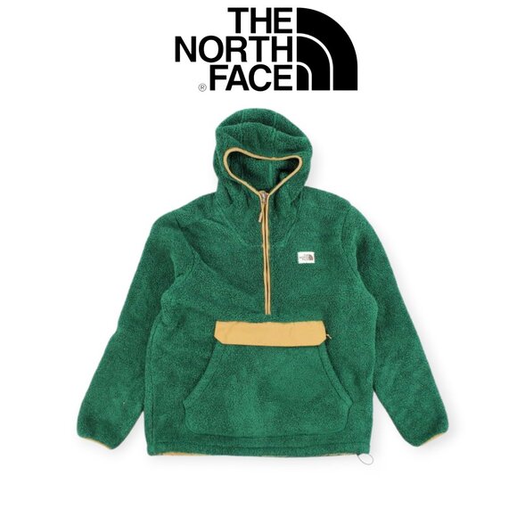 The North Face Genderless Forest Green Quarter-zip Teddy Bear Fleece Hoodie L - Picture 1 of 16